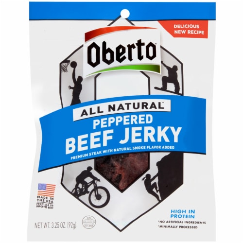 Oberto Peppered Beef Jerky Perspective: front