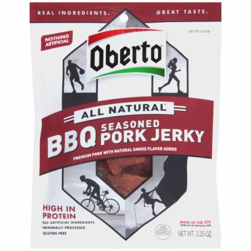 Oberto BBQ Seasoned Pork Jerky Perspective: front