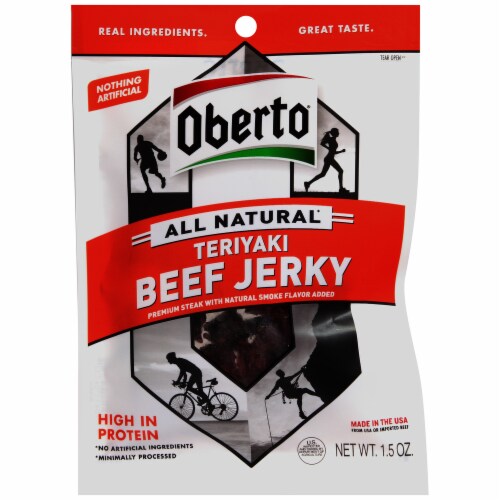 Oberto All Natural Teriyaki Beef Jerky Perspective: front