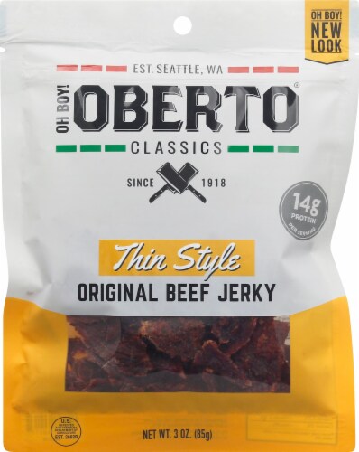 Oberto Thin Style Beef Jerky Perspective: front