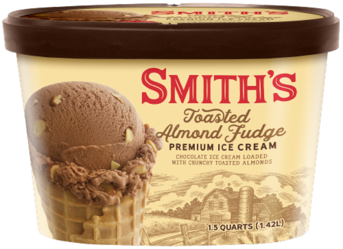 Smith's Toasted Almond Fudge Ice Cream Tub Perspective: front