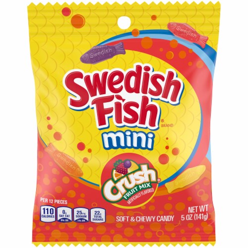 Swedish Fish Mini Crush Fruit Mix Soft & Chewy Candy Perspective: front