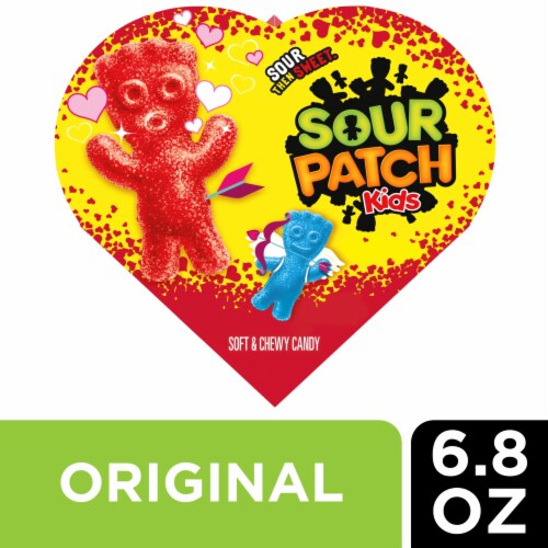 SOUR PATCH KIDS Soft & Chewy Valentines Day Candy Heart Shaped Box Perspective: front