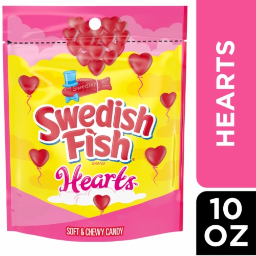 SWEDISH FISH Hearts Soft & Chewy Valentines Day Candy Bag Perspective: front