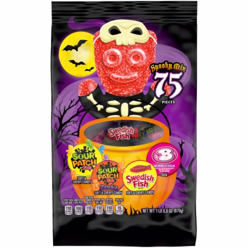 Sour Patch Swedish Fish & Bubblicious Spooky Candy Mix, 75 ct