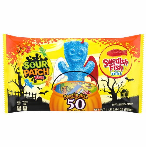 Sour Patch Kids & Swedish Fish® Spooky Mix Variety Bag Halloween Candy Perspective: front