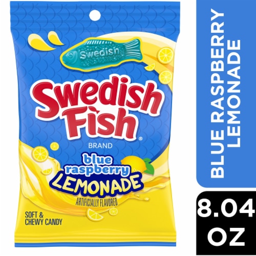 SWEDISH FISH Blue Raspberry Lemonade Soft & Chewy Candy Bag Perspective: front