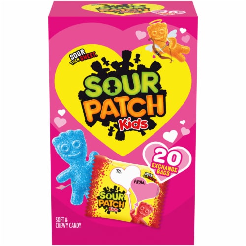 Sour Patch Kids Valentine's Day Exchange Candy Bags Perspective: front