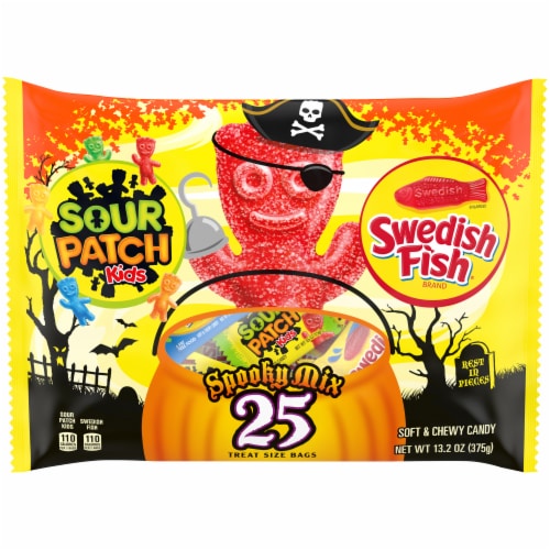 Sour Patch Kids & Swedish Fish Treat Size Soft & Chewy Candy Packages Variety Pack Perspective: front