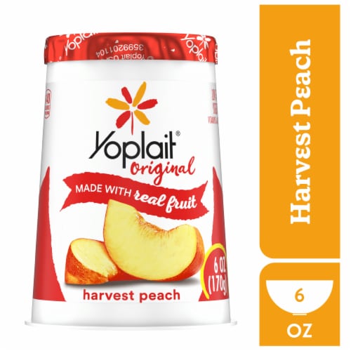 Yoplait Original Harvest Peach Low Fat Yogurt Cups Perspective: front
