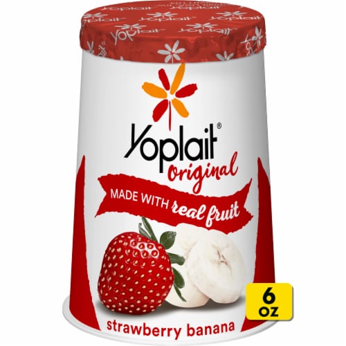 Yoplait Original Strawberry Banana Low Fat Yogurt Cup Perspective: front