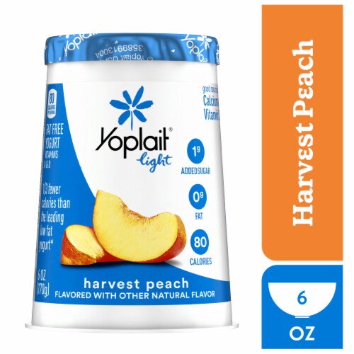 Yoplait Light Harvest Peach Fat Free Yogurt Cup Perspective: front