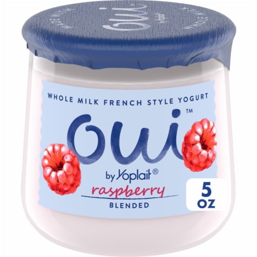 Oui by Yoplait Raspberry Whole Milk French Style Yogurt Jar Perspective: front