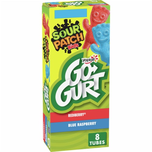 Yoplait® Go-Gurt® Sour Patch Kids Blue Raspberry & Red Berry Yogurt Tubes Perspective: front