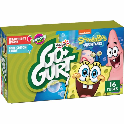 Go GURT Strawberry and Cotton Candy Kids Fat Free Yogurt Tubes Perspective: front