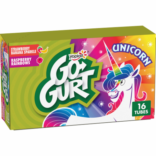 Go GURT Strawberry Banana and Raspberry Kids Fat Free Yogurt Tubes Perspective: front