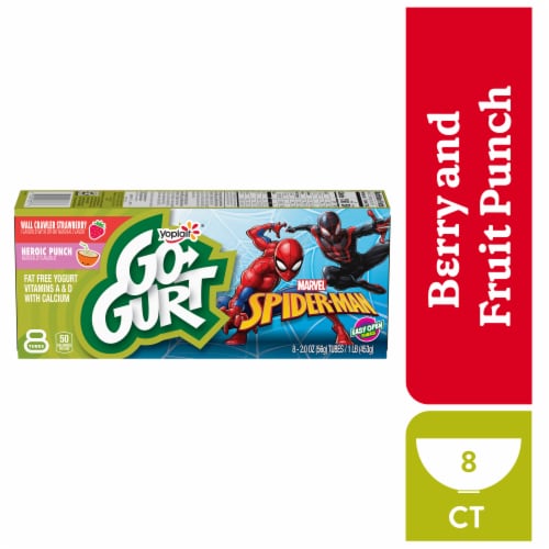 Go Gurt Spiderman Gluten Free Berry and Fruit Punch Yogurt Tubes