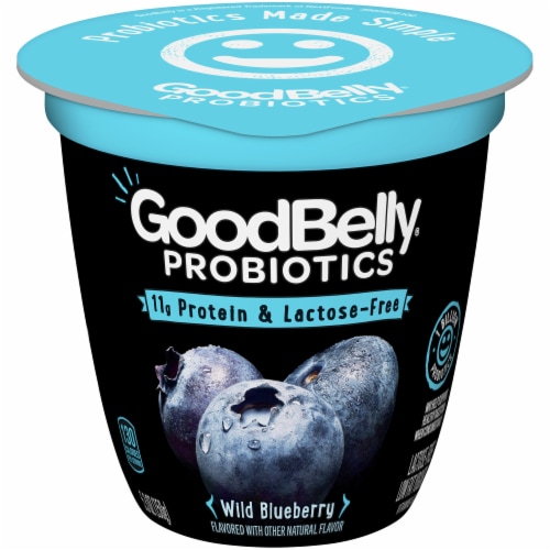 GoodBelly Probiotics Lactose-Free Wild Blueberry Yogurt Perspective: front