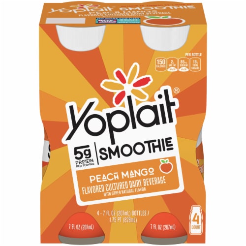 Yoplait Peach Mango Lowfat Smoothie Drinks Perspective: front