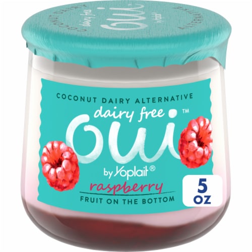 Oui by Yoplait Raspberry Dairy Free Yogurt Alternative Jar Perspective: front