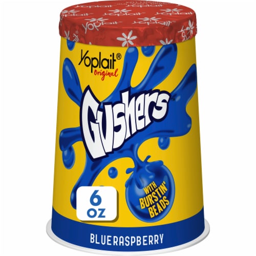 Yoplait Original Gushers Blue Raspberry Low Fat Yogurt Cup Perspective: front