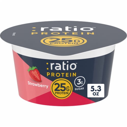 Ratio Protein Strawberry Yogurt Cultured Dairy Snack Perspective: front