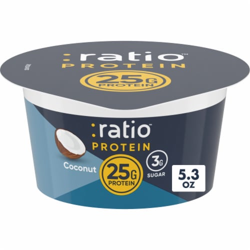 Ratio Protein Coconut Yogurt Cultured Dairy Snack Perspective: front