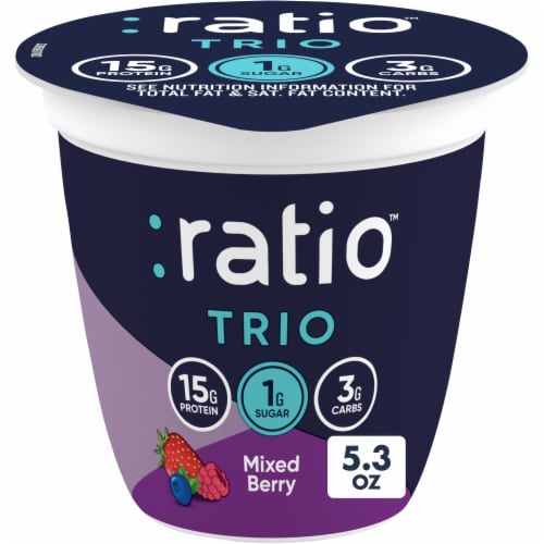Ratio Trio Mixed Berry Yogurt Cultured Dairy Keto Friendly Snack Cup Perspective: front