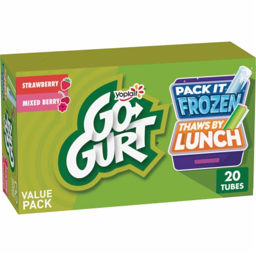 Go GURT Strawberry and Mixed Berry Kids Fat Free Yogurt Tubes Perspective: front