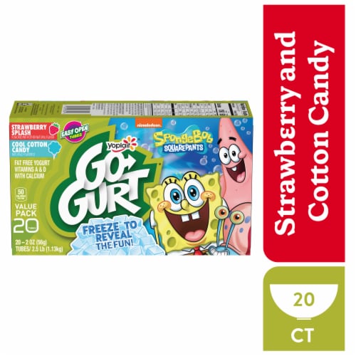 Go GURT Strawberry and Cotton Candy Kids Fat Free Yogurt Tubes Perspective: front