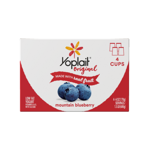 Yoplait Original Mountain Blueberry Low Fat Yogurt Perspective: front