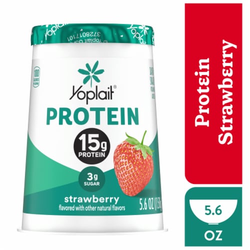 Yoplait Protein Strawberry Yogurt Cultured Dairy Snack Cup Perspective: front
