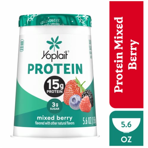 Yoplait Protein Mixed Berry Yogurt Cultured Dairy Snack Cup Perspective: front