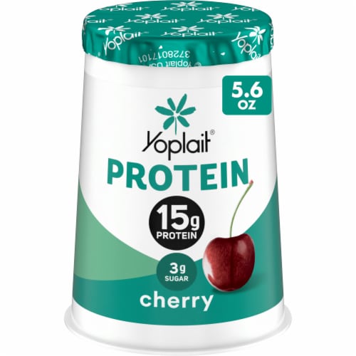 Yoplait Protein Cherry Yogurt Cultured Dairy Snack Cup Perspective: front