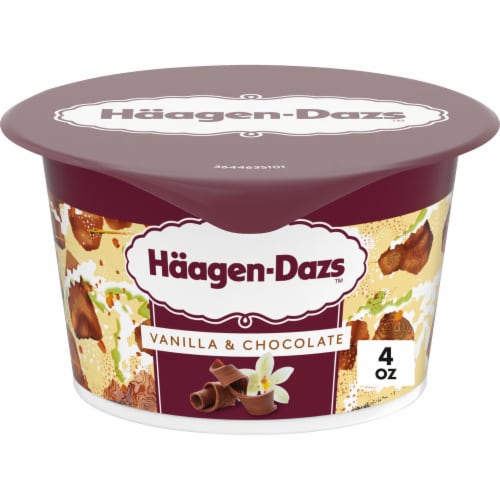 Haagen Dazs Vanilla and Chocolate Flavored Yogurt Style Cultured Cream Snack Perspective: front