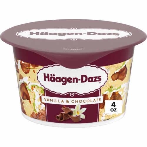 Haagen Dazs Vanilla and Chocolate Flavored Yogurt Style Cultured Cream Snack Perspective: front