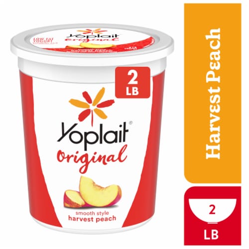 Yoplait Original Low Fat Smooth Style Harvest Peach Flavored Yogurt Tub Perspective: front