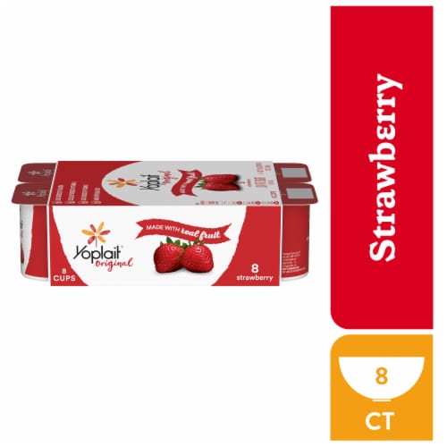 Yoplait Original Low Fat Strawberry Yogurt Cups Perspective: front