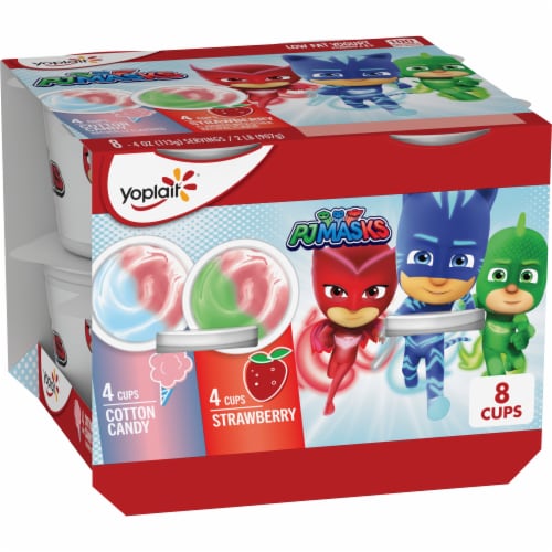 Yoplait Low Fat Cotton Candy & Strawberry Kids Yogurt Pack Perspective: front