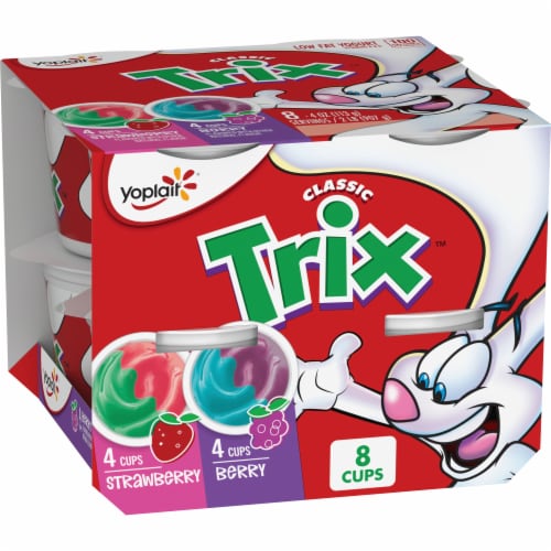 Yoplait Trix Strawberry and Berry Kids Low Fat Yogurt Cups, 8 ct / 4 oz -  Kroger