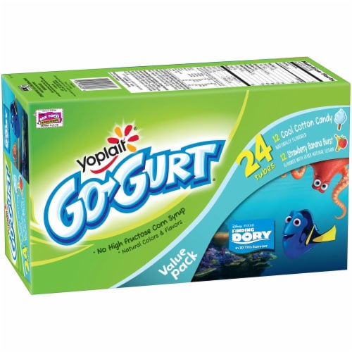 Go-Gurt Cotton Candy & Strawberry Banana Perspective: front