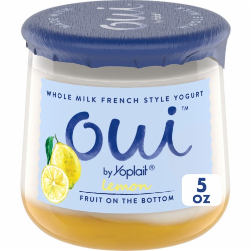 Oui by Yoplait Gluten Free French Style Lemon Whole Milk Yogurt Glass Jar Perspective: front