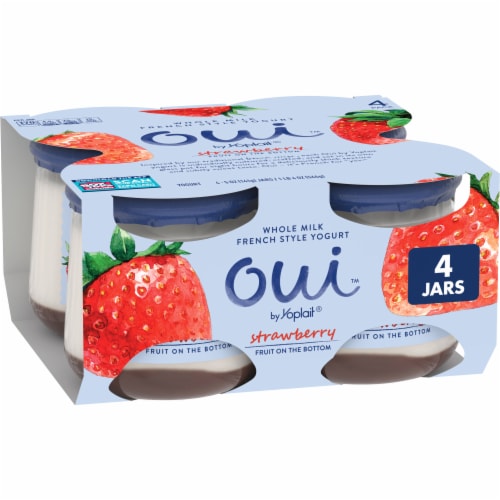 Oui by Yoplait Strawberry Whole Milk French Style Yogurt Jars, 4