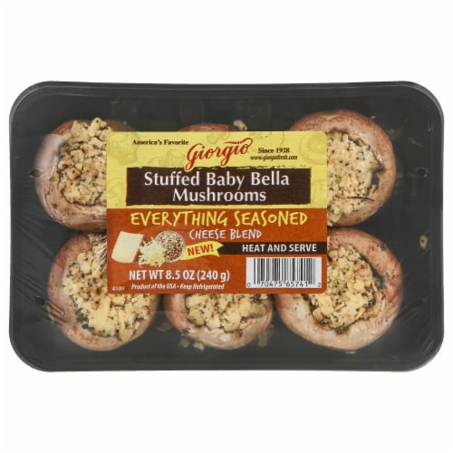 Giorgio Everything Seasoned Cheese Blend Stuffed Baby Bella Mushrooms Perspective: front
