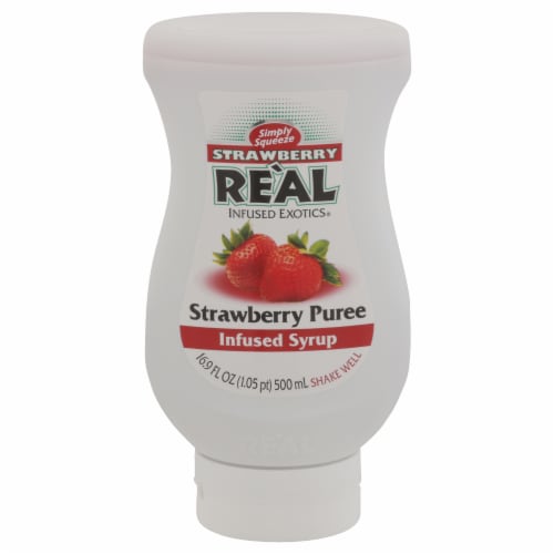 Simply Squeeze Strawberry Real Infused Syrup Perspective: front