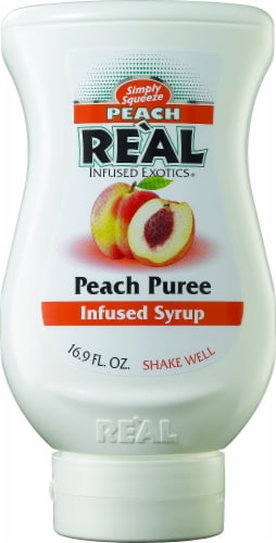 Simply Squeeze Real Peach Puree Infused Syrup Perspective: front