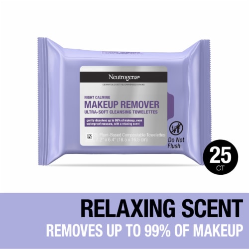 Neutrogena Night Calming Makeup Remover Face Wipes Remove Sweat Sunscreen & Waterproof Makeup Perspective: front