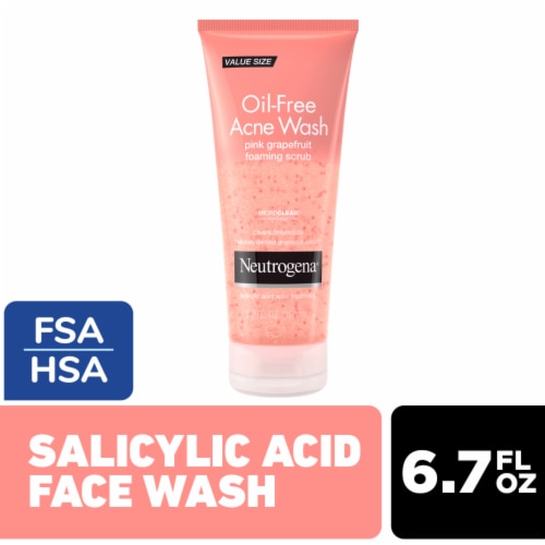 Neutrogena Oil Free Pink Grapefruit Acne Face Wash with Vitamin C 2% Salicylic Acid Acne Treatment Perspective: front