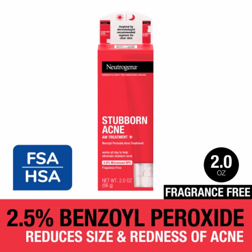Neutrogena Stubborn Acne AM Face Treatment with 2.5% Micronized Benzoyl Peroxide Acne Medication Perspective: front