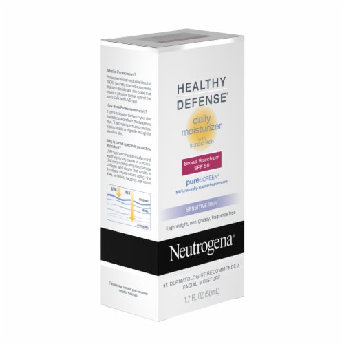 Neutrogena Healthy Defense Sensitive Skin With Broad Spectrum SPF 50 Sunscreen Daily Moisturizer Perspective: front
